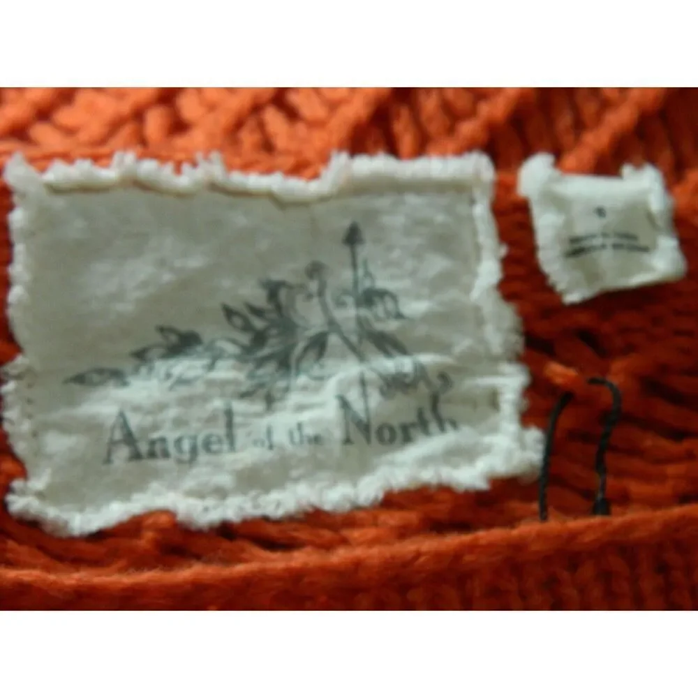 Anthropologie Angel of the North Sweater Size Small‎ Orange Open Knit Crochet
